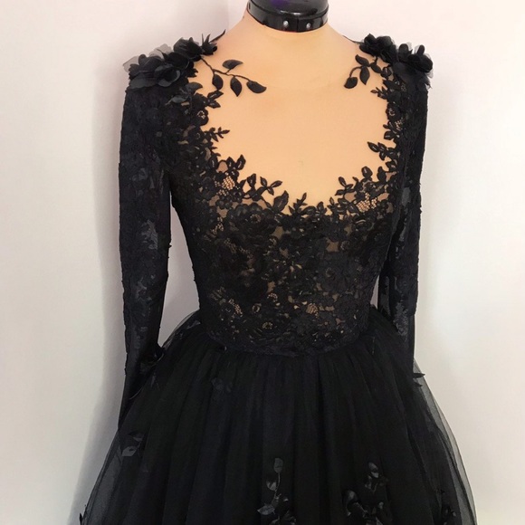 New custom black wedding or formal dress wore once for like an hour in Feb - Picture 4 of 10